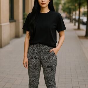 Lauren Ralph Lauren White Floral Black Patterned Tie Ankle Pants